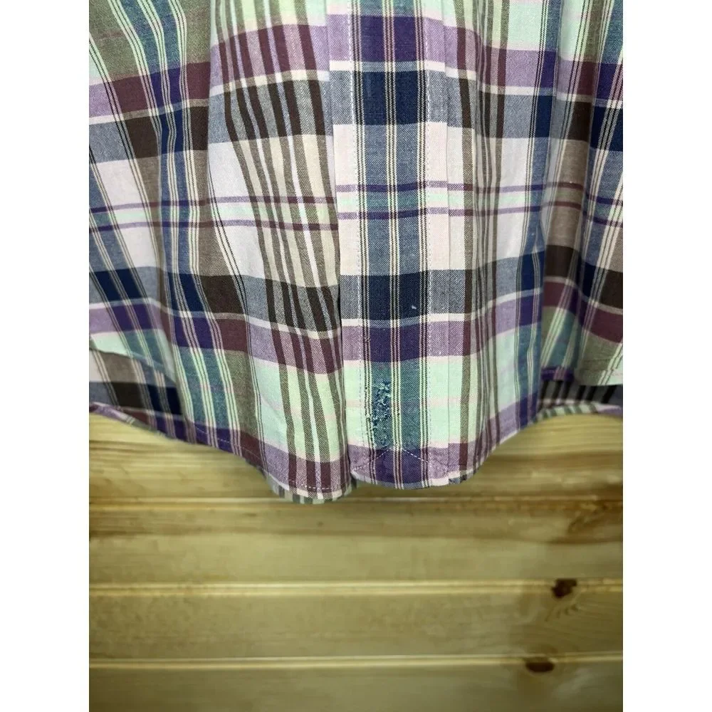 Vintage Ralph Lauren Long Sleeve Button‎ Down Shirt Large Plaid Blake Colorful